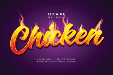 editable chicken text effect with fire decoration