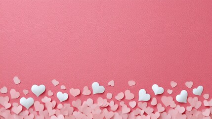 Romantic Heart Shapes Scatter on Soft Pink Background for Love and Celebration Themes in Invitations or Design Projects
