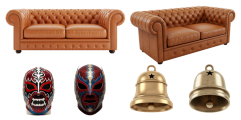 Collage of classic furniture and decorative objects on black background