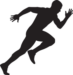 Silhouette of a male athlete running fast in a dynamic pose