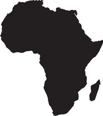 Black silhouette of the continent of africa on a white background