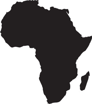 Black silhouette of the continent of africa on a white background
