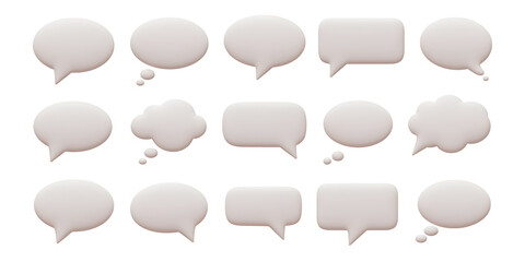 Obraz premium Collection of blank white speech bubbles and thought bubbles on black background