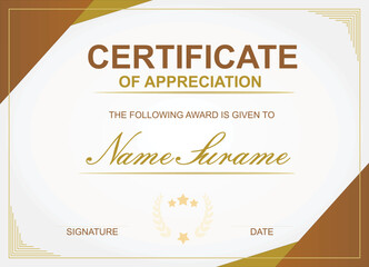 Certificate of appreciation template. vector