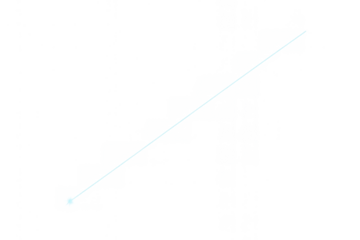 Laser beam light ray effect overlay on transparent background, diagonal neon blue light glowing abstract design