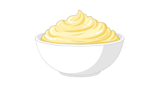 Bowl of creamy mashed potatoes illustration on white background