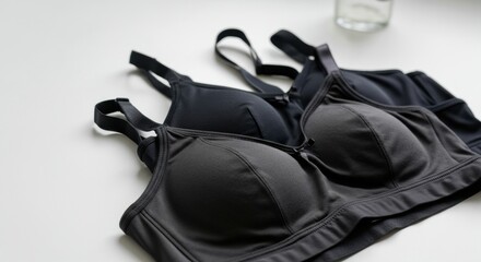 Naklejka premium Bras arranged on a clean surface showcasing everyday lingerie options and variety