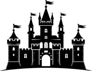 Obraz premium Magnificent Medieval Castle silhouette vector illustration