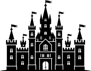 Obraz premium Magnificent Medieval Castle silhouette vector illustration