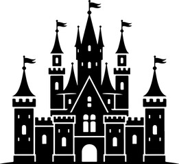 Obraz premium Magnificent Medieval Castle silhouette vector illustration