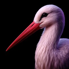 White Bird with Long Red Beak