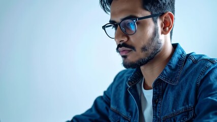 Man working on laptop with digital fingerprint security software. - Powered by Adobe