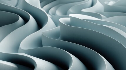 Obraz premium Abstract Wavy Textures in Soft Blue Tones Featuring Curved Surfaces Perfect for Modern Design and Artistic Background Applications