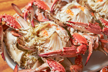 Boiled crab on a plate