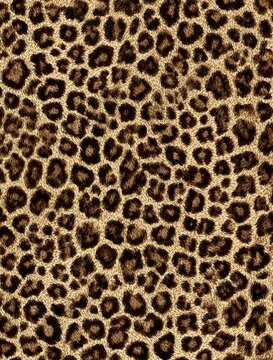Detailed textured pattern showcasing a leopard print design, featuring a seamless arrangement of brown and black spots on a beige background, offering a versatile and visually engaging design...