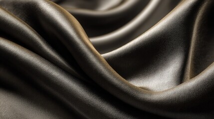 Obraz premium Smooth Lustrous Silk Fabric Draped Elegantly in Rich Brown Shades with Gentle Waves and Soft Texture Suitable for Fashion and Interior Design Projects