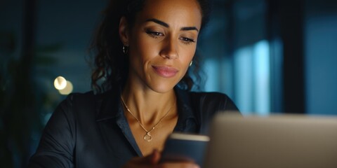 Woman focused on her laptop