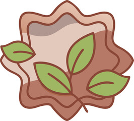 Green organic brush stroke tags and labels with silhouette elements