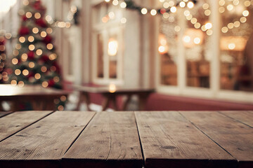 christmas decoration on wooden table