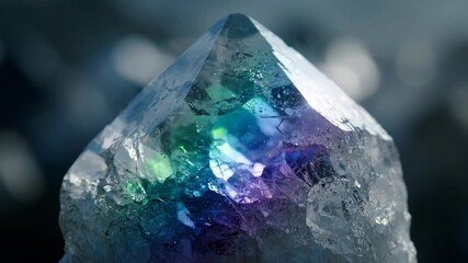 Mystical crystal prism with vibrant color shifts shimmers, reflecting light in a dynamic display - Powered by Adobe