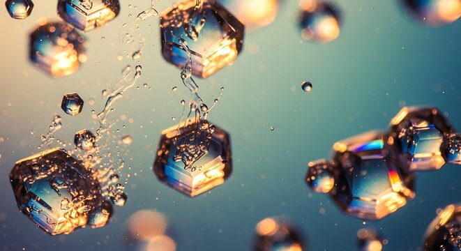 Abstract rendering of refractive shapes in liquid, a modern design