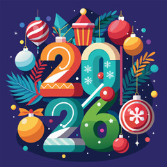 Happy new year 2026 festive celebration silhouette design