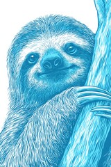 Fototapeta premium Adorable Sloth Climbing Tree