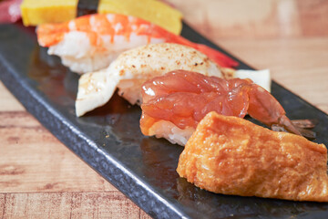  Different types of sushi on a plate