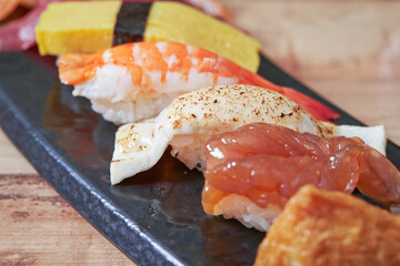 Different types of sushi on a plate