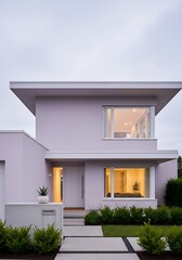 Charming pastel-colored home exterior featuring modern architecture elements