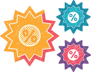 Star burst promotional stickers badges and seals silhouette