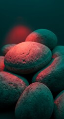 Illuminated stones creating a vibrant contrast of color and texture