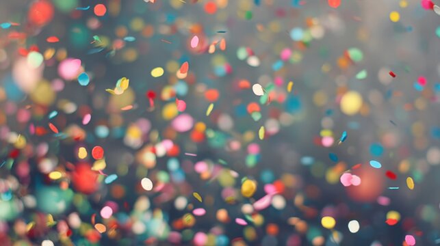 Colorful confetti falling gently in a festive celebration, creating a joyful and vibrant atmosphere suitable for parties, events, and special occasions