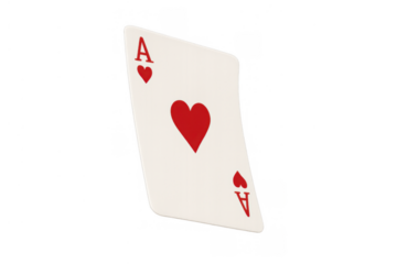Ace of hearts playing card representing luck, gambling, risk, and love on a transparent background