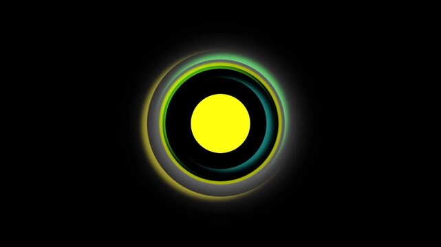 Abstract Rotating Concentric Circles with Yellow Center