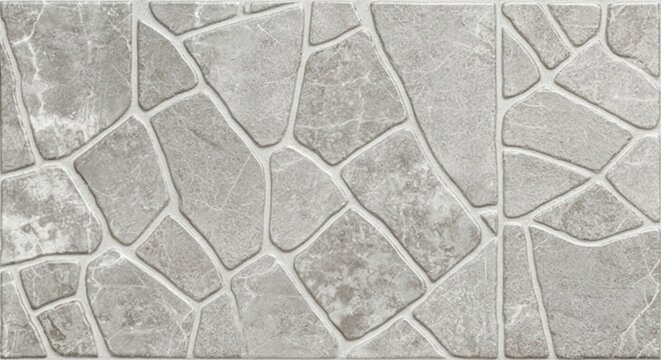 Irregularly shaped gray stone paving pattern with light grout