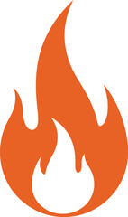 Simple orange flame illustration on a white background