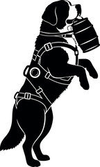 Dog with barrel harness