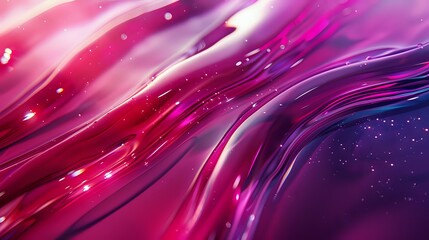 Abstract flowing pink and purple liquid waves with shimmering light particles creating dynamic motion effect for modern backgrounds.