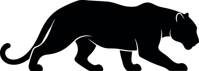 Black panther silhouette powerful predator wildlife icon