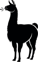 Obraz premium Black llama silhouette minimalist animal vector