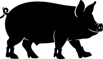 Black pig silhouette farm animal icon