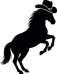 Silhouette cowboy horse rearing black