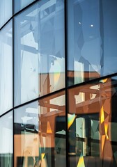 Reflections in Architectural Facade, Geometric and Modern Structure