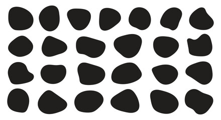 Soft fluid organic blobs with abstract round shapes, irregular wavy curves, doodle bubble outlines, smooth oval patterns, colourful frames, modern geometric textures, minimal vector illustration