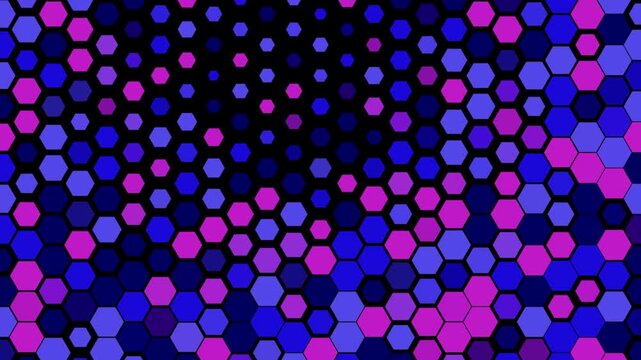 Abstract Hexagon Grid: Blue and Purple Honeycomb Pattern Animation with Pulse Effect
