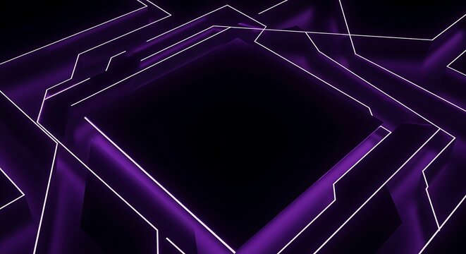 Futuristic abstract purple glow lines on dark background for product placement