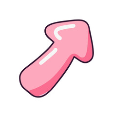 Single Cute Candyland Pastel Pink Arrow Icon Pointing Up-Right Direction for Interface Design and Navigation Elements