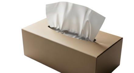 Tissue box with tissues on black background for hygiene and cleanliness