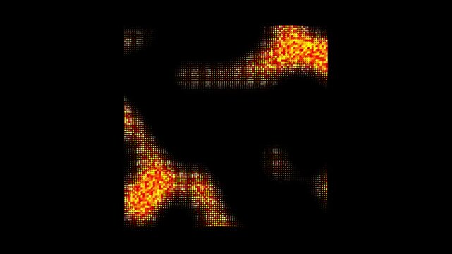 Abstract Halftone Noise Animation. A Color-Changing Pixelated Fluid Simulation Loop.